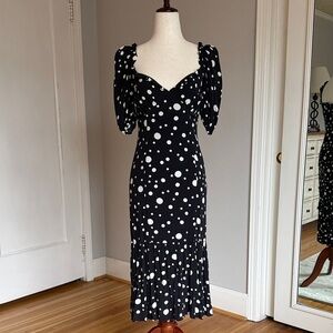 Lovers + Friends Black and White Polka Dot Midi Dress